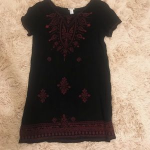 FOREVER 21 boho black embroidered dress